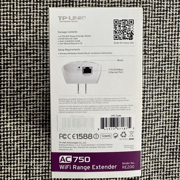 TP-Link AC750 WiFi Extender (RE220) w/ Ethernet Port, Dual Band 5GHz/2.4GHz - Picture 8 of 8